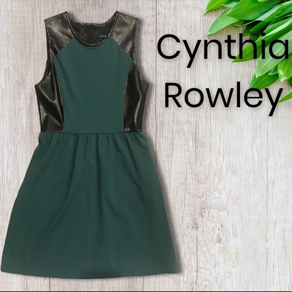 Cynthia Rowley Dresses & Skirts - Cynthia Rowley dress• Faux Leather Blocking• Green/Black Size S• WORN TWICE!
